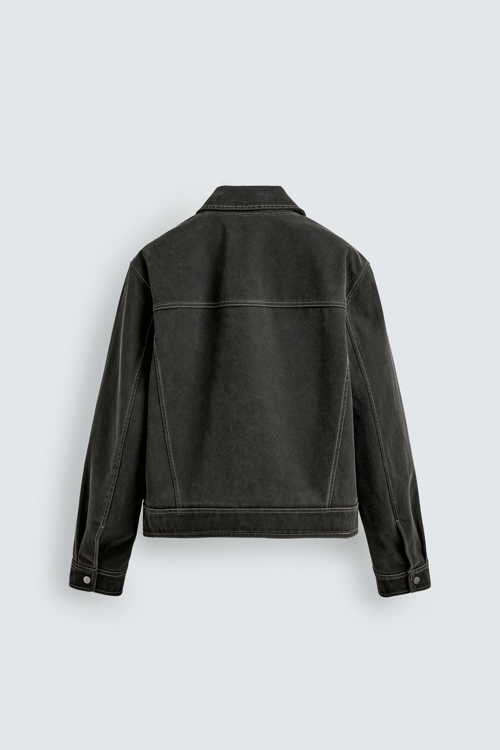 КУРТКА С ЭФФЕКТОМ ПОТЕРТОСТИ И ДЕКОРАТИВНОЙ СТРОЧКОЙ