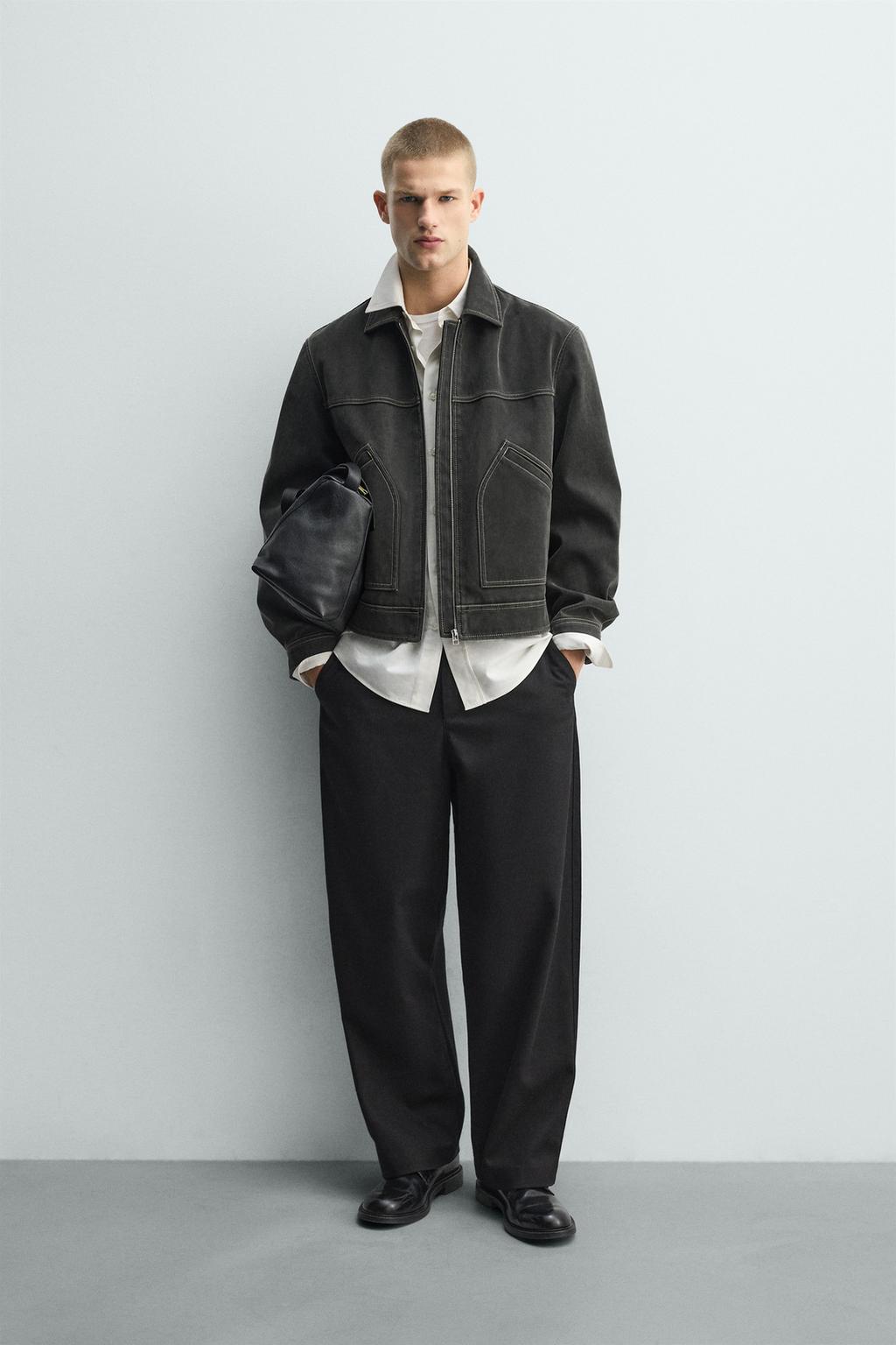 КУРТКА С ЭФФЕКТОМ ПОТЕРТОСТИ И ДЕКОРАТИВНОЙ СТРОЧКОЙ