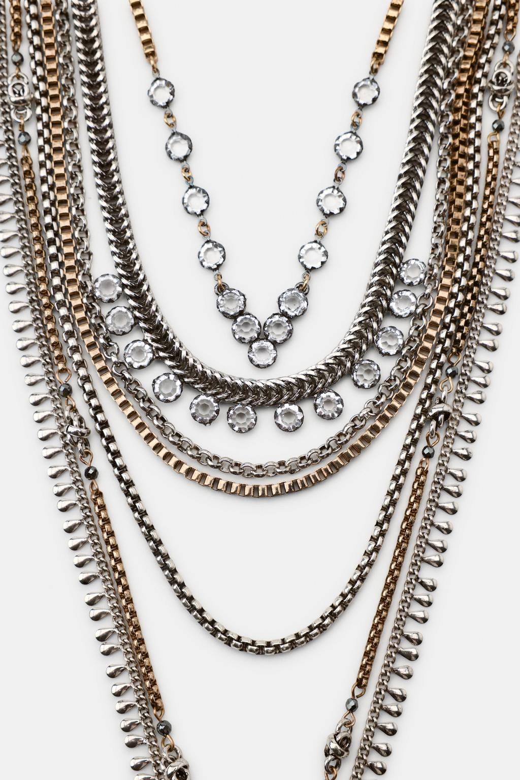 КОМБИНИРОВАННОЕ ОЖЕРЕЛЬЕ С БУСИНАМИ И СТРАЗАМИ