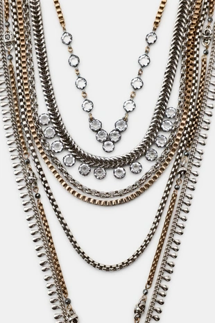 Комбинированное ожерелье с бусинами и стразами- Заказать в России