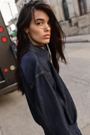 Рубашка Z1975 деним оверсайз- Заказать в России