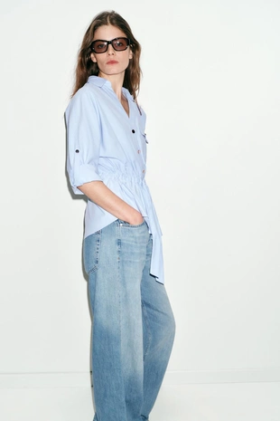 Рубашка-сафари из поплина- Заказать в России