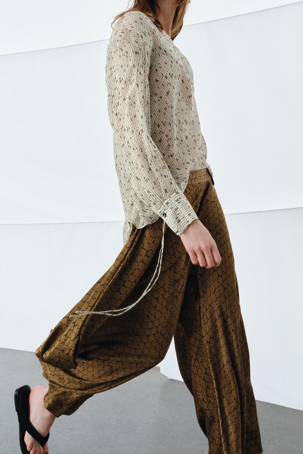 РУБАШКА ИЗ СТРУЯЩЕЙСЯ ТКАНИ С ПРИНТОМ — ZW COLLECTION