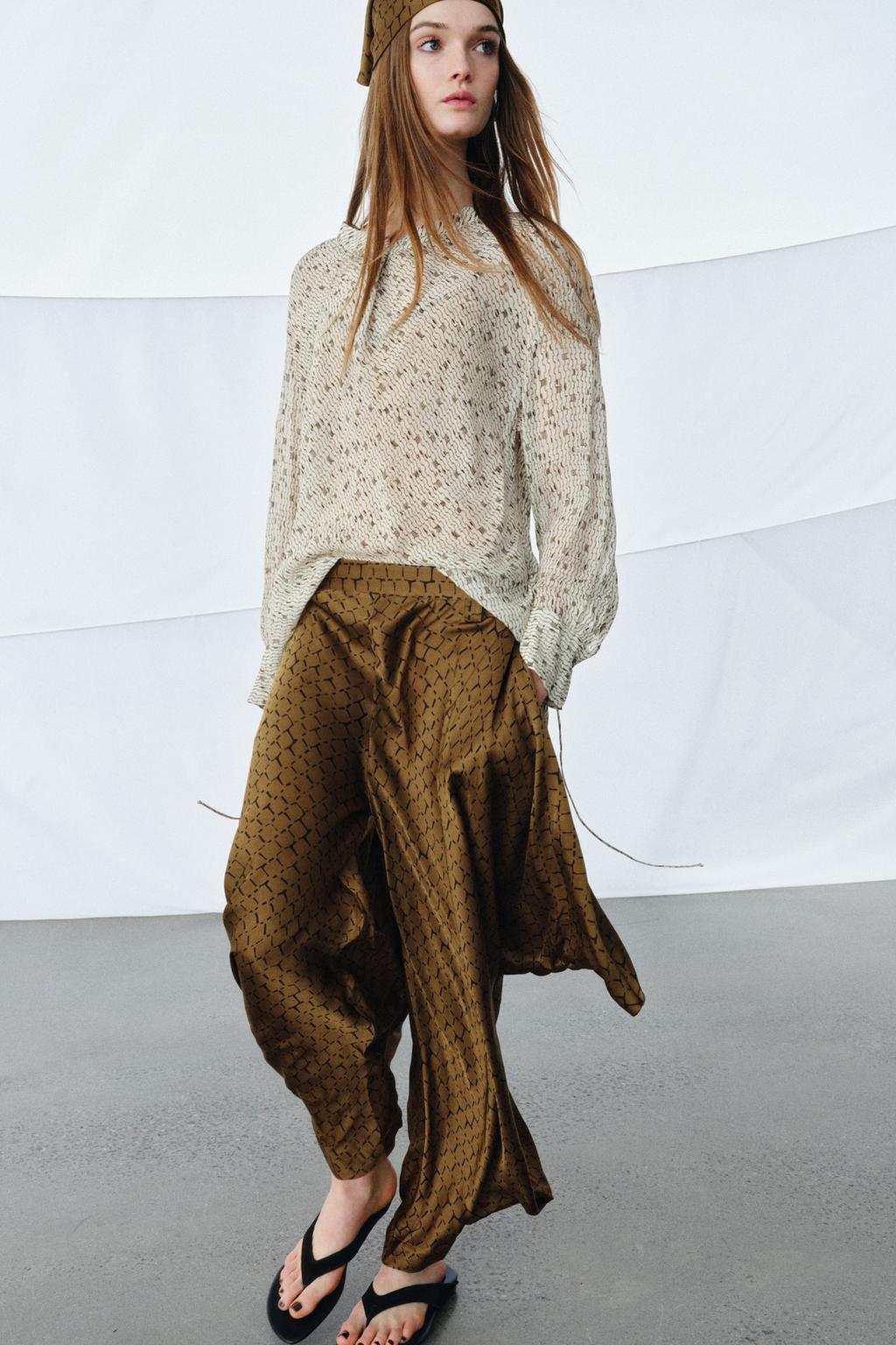 РУБАШКА ИЗ СТРУЯЩЕЙСЯ ТКАНИ С ПРИНТОМ — ZW COLLECTION