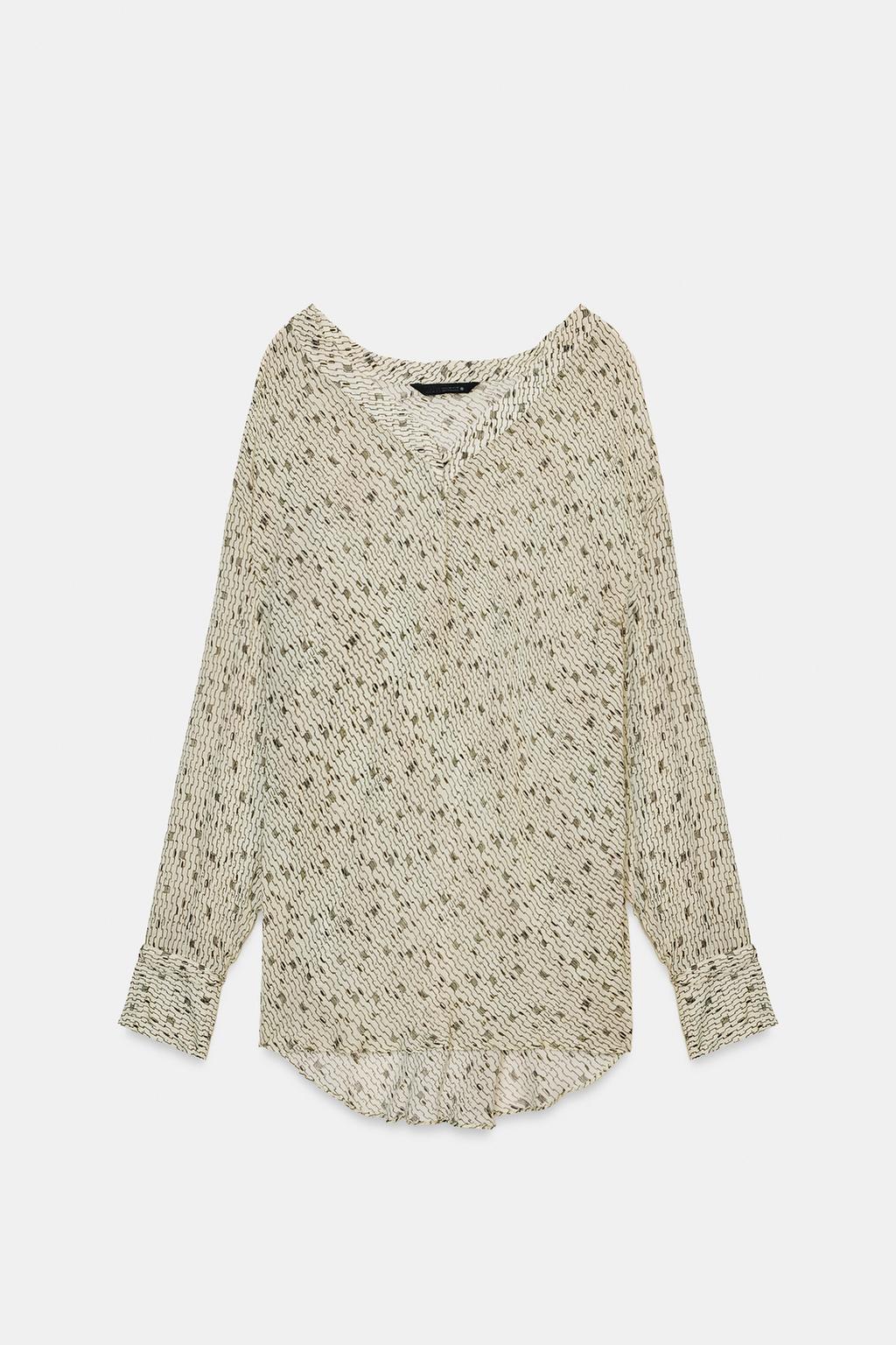 РУБАШКА ИЗ СТРУЯЩЕЙСЯ ТКАНИ С ПРИНТОМ — ZW COLLECTION