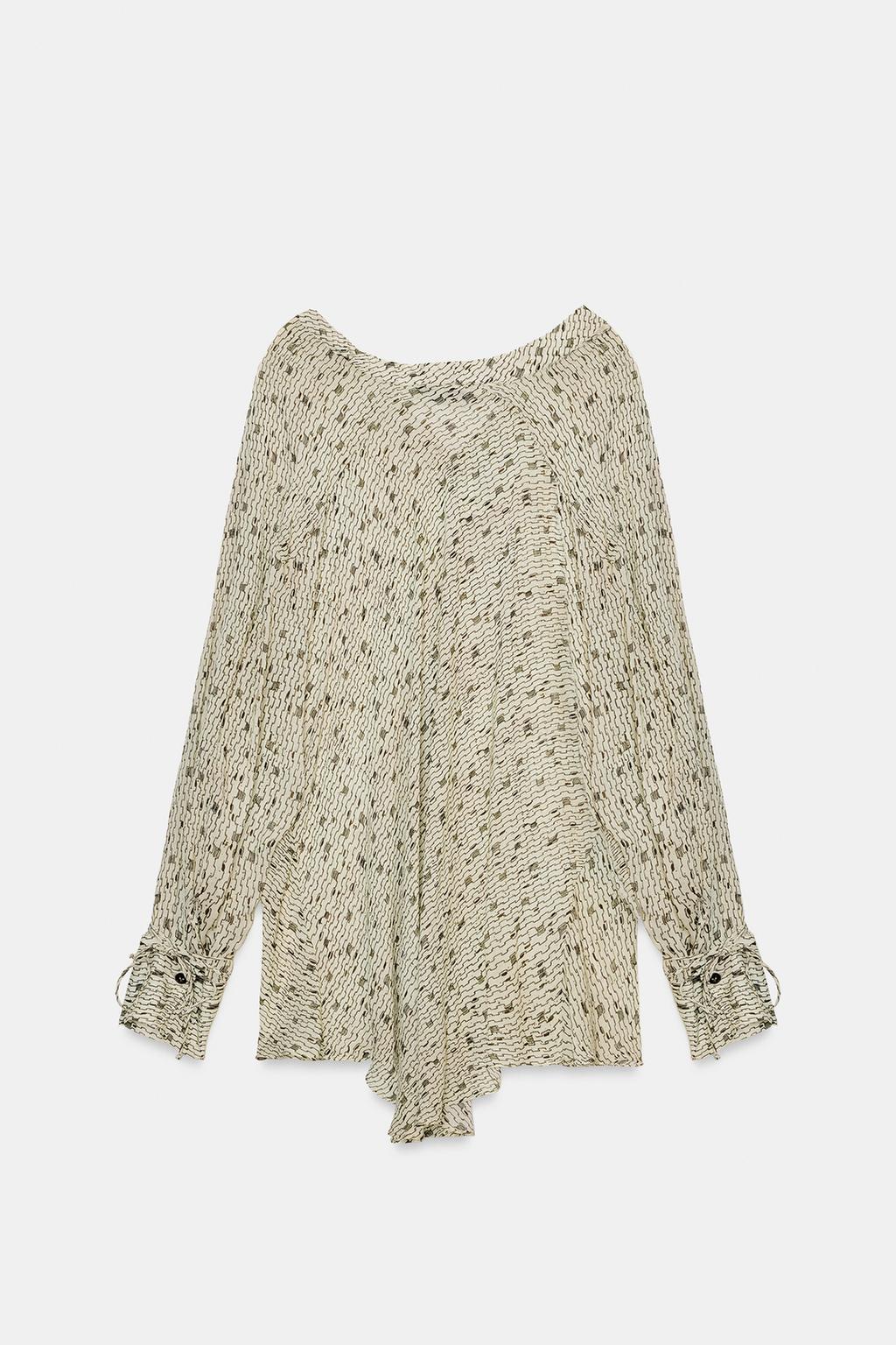 РУБАШКА ИЗ СТРУЯЩЕЙСЯ ТКАНИ С ПРИНТОМ — ZW COLLECTION