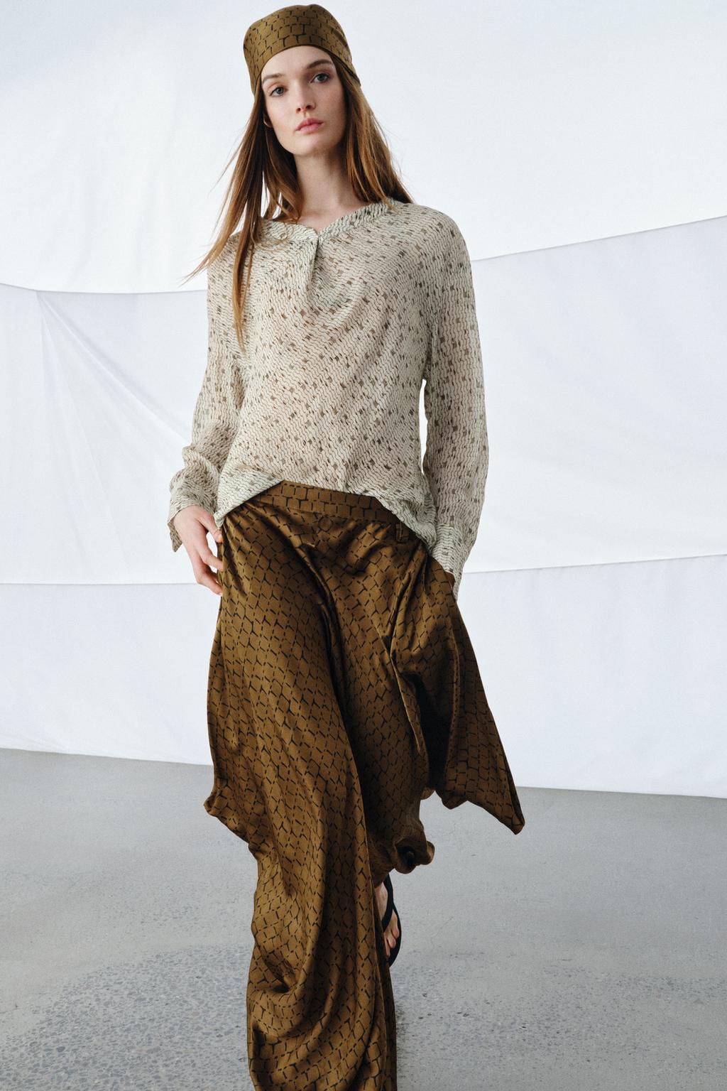 РУБАШКА ИЗ СТРУЯЩЕЙСЯ ТКАНИ С ПРИНТОМ — ZW COLLECTION