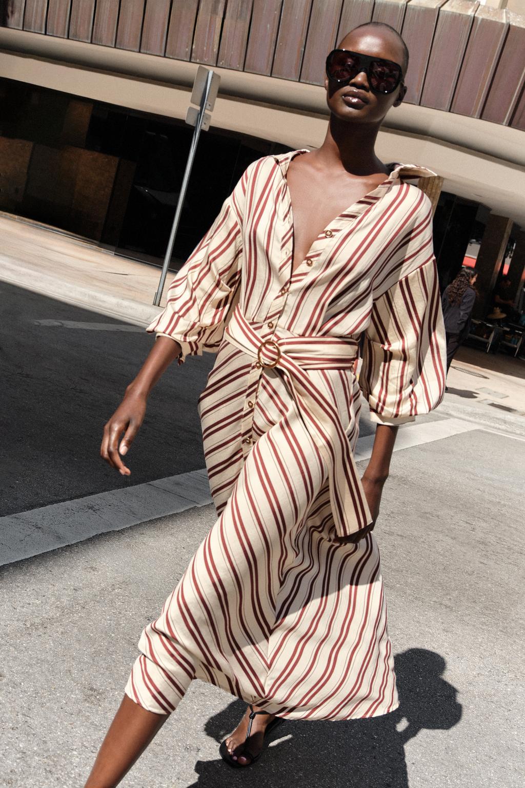 ПЛАТЬЕ МИДИ В ПОЛОСКУ С РЕМНЕМ