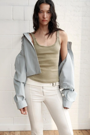 Топ в рубчик с эффектом потертости- Заказать в России