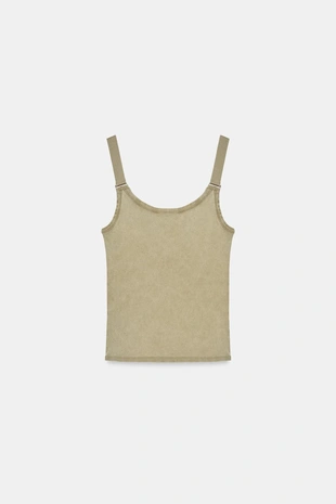 Топ в рубчик с эффектом потертости- Заказать в России