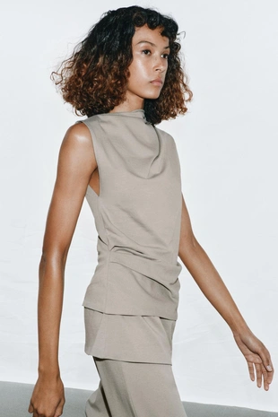 Драпированный хлопковый топ- Заказать в России