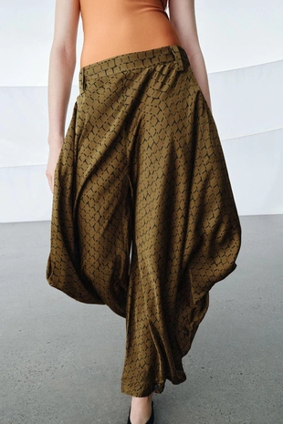 Брюки ZW COLLECTION с драпировкой и принтом- Заказать в России