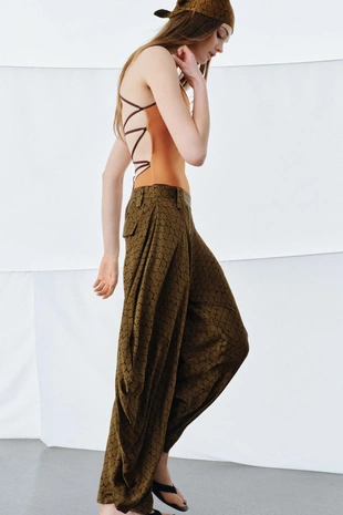 Брюки ZW COLLECTION с драпировкой и принтом- Заказать в России