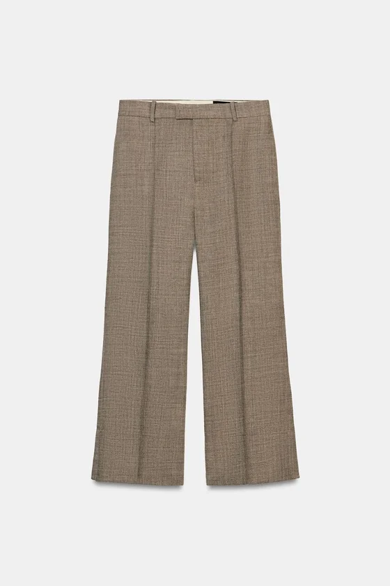 УКОРОЧЕННЫЕ РАСКЛЕШЕННЫЕ БРЮКИ ИЗ ШЕРСТИ — коллекция Zara «ZW»