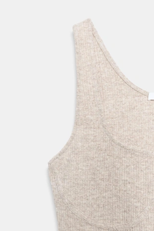 Кроп-топ в рубчик на бретелях- Заказать в России