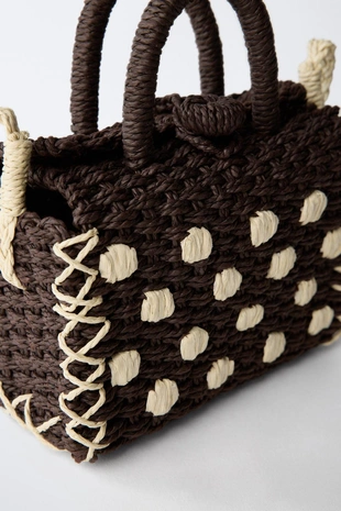 Сумка через плечо из рафии в горошек- Заказать в России