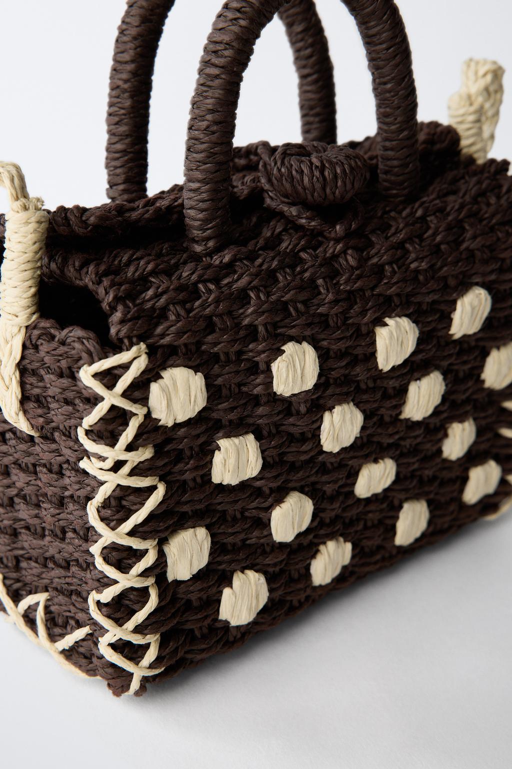 СУМКА ЧЕРЕЗ ПЛЕЧО ИЗ РАФИИ В ГОРОШЕК