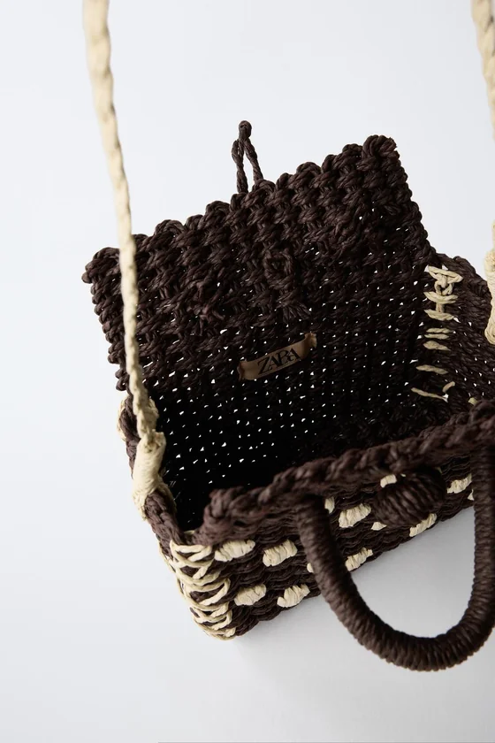 СУМКА ЧЕРЕЗ ПЛЕЧО ИЗ РАФИИ В ГОРОШЕК