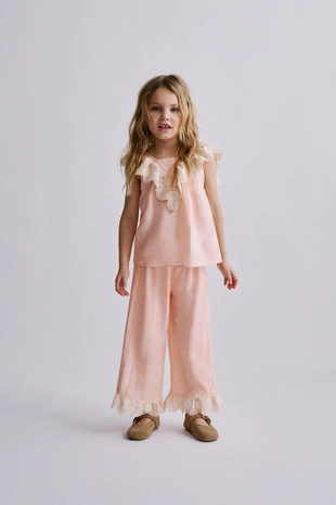 Льняная блузка с кружевом- Заказать в России