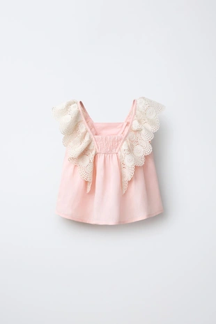 Льняная блузка с кружевом- Заказать в России