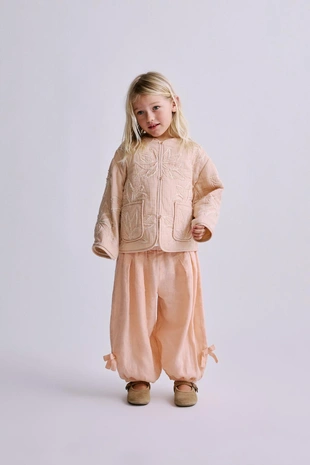 Брюки-бомбачи из льна с бантами- Заказать в России