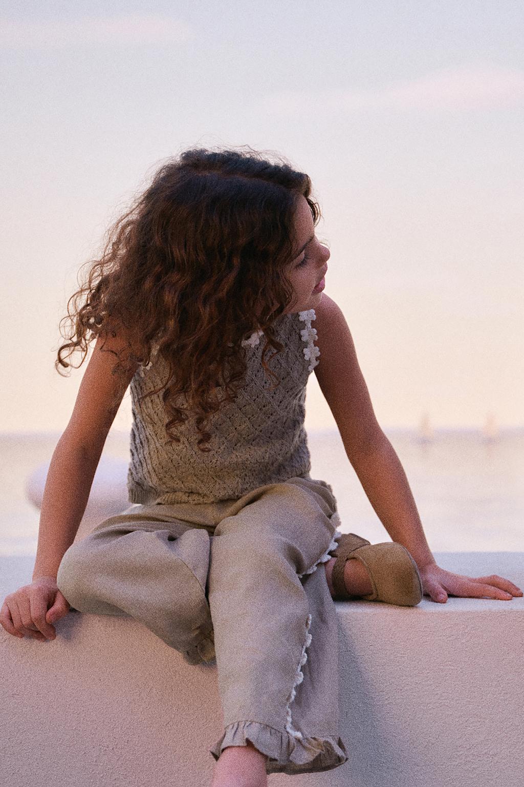 БРЮКИ ИЗ ЛЬНА С ВЫШИТЫМИ ЦВЕТАМИ