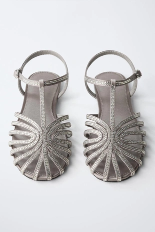 Сандалии с блестками- Заказать в России