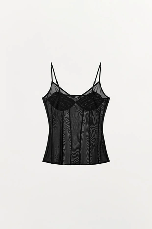 Топ из полупрозрачной ткани в бельевом стиле- Заказать в России