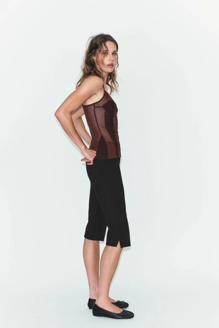 Топ из полупрозрачной ткани в бельевом стиле- Заказать в России