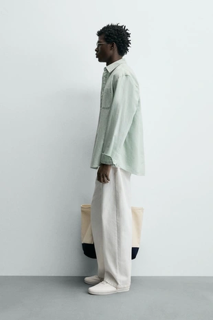 Рубашка классического кроя из льна и хлопка- Заказать в России