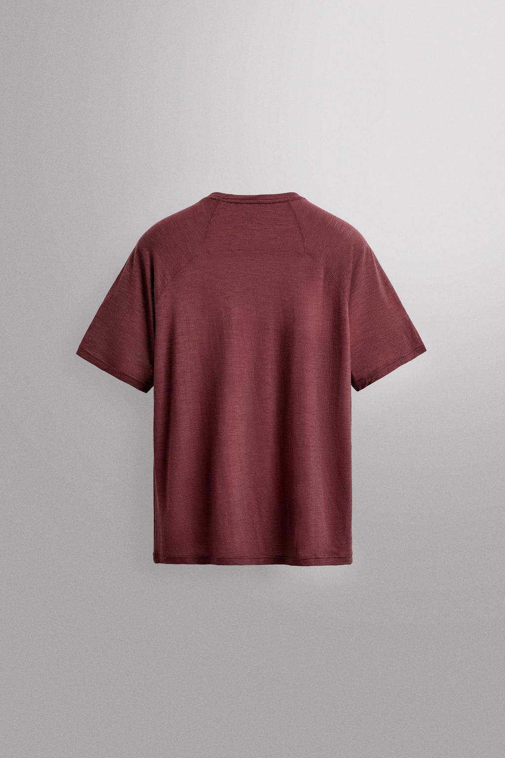 ТЕРМОФУТБОЛКА ИЗ ЖАККАРДА В ПОЛОСКУ С ШЕРСТЬЮ