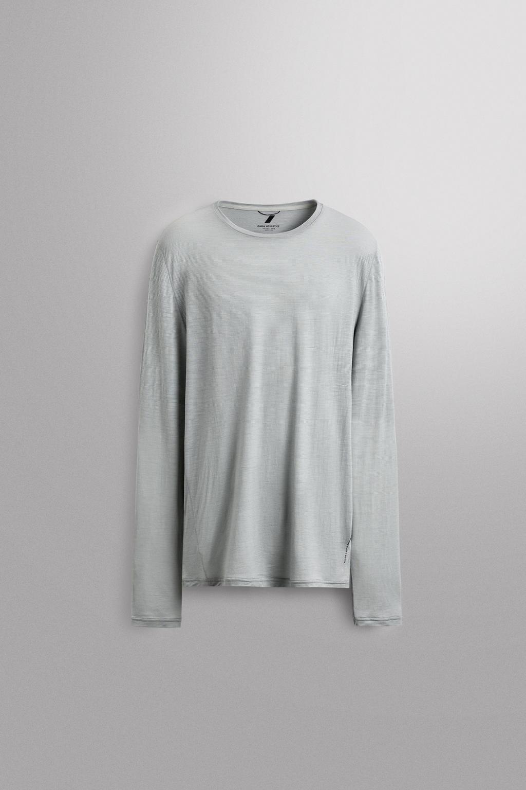 ТЕРМОФУТБОЛКА ИЗ ЖАККАРДА В ПОЛОСКУ С ШЕРСТЬЮ