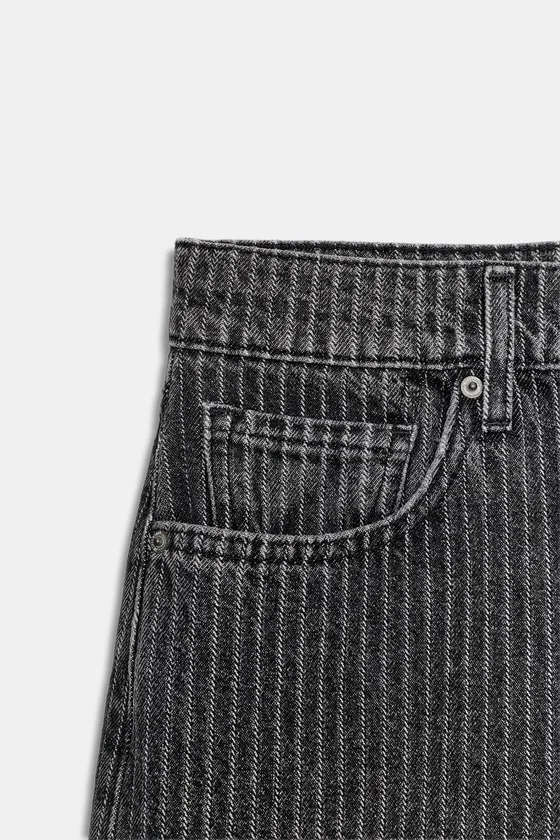 ДЖИНСЫ коллекция Zara «ZW» КЮЛОТЫ СО СРЕДНЕЙ ПОСАДКОЙ В ПОЛОСКУ
