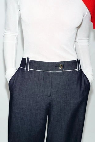 Широкие брюки с контрастными вставками- Заказать в России