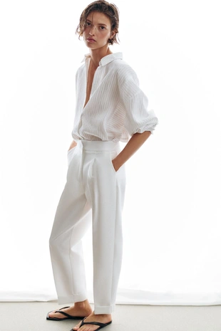 Брюки с отворотами и защипами- Заказать в России