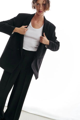 Широкие брюки с высокой посадкой- Заказать в России