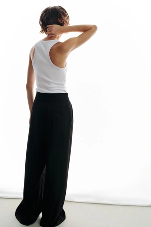 Широкие брюки с высокой посадкой- Заказать в России