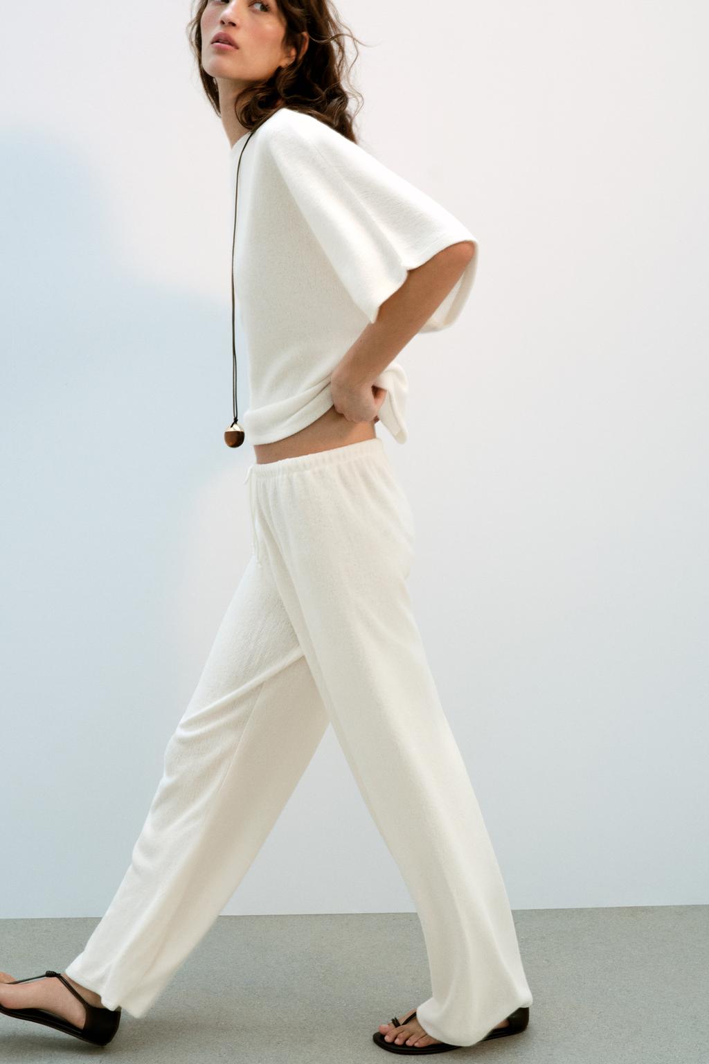 БРЮКИ WIDE LEG ИЗ ТКАНИ В ДЕРЕВЕНСКОМ СТИЛЕ