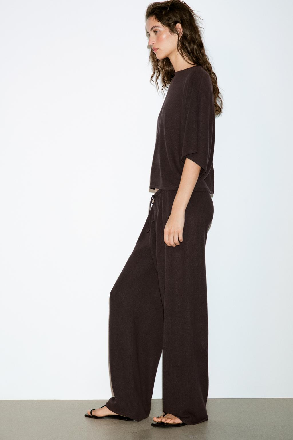 БРЮКИ WIDE LEG ИЗ ТКАНИ В ДЕРЕВЕНСКОМ СТИЛЕ