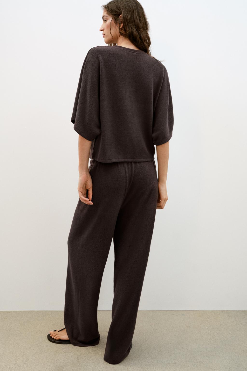 БРЮКИ WIDE LEG ИЗ ТКАНИ В ДЕРЕВЕНСКОМ СТИЛЕ