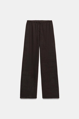 Брюки WIDE LEG из ткани в деревенском стиле- Заказать в России