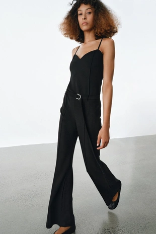 Брюки из крепа с поясом- Заказать в России