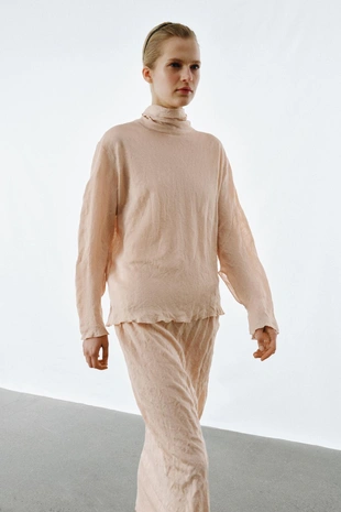 Юбка миди из жатого трикотажа- Заказать в России