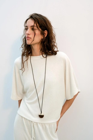 Топ в стиле рустик с короткими рукавами