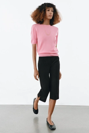 Свитер из 100% шерсти с короткими рукавами- Заказать в России