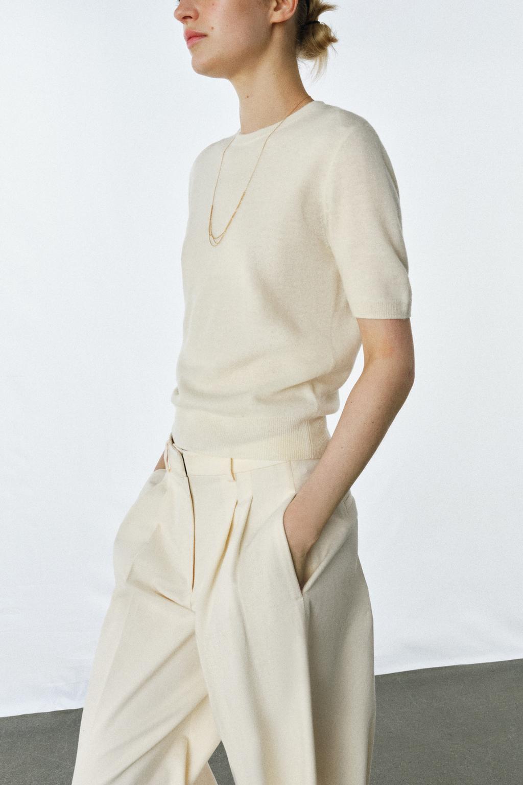 СВИТЕР ИЗ 100% ШЕРСТИ С КОРОТКИМИ РУКАВАМИ