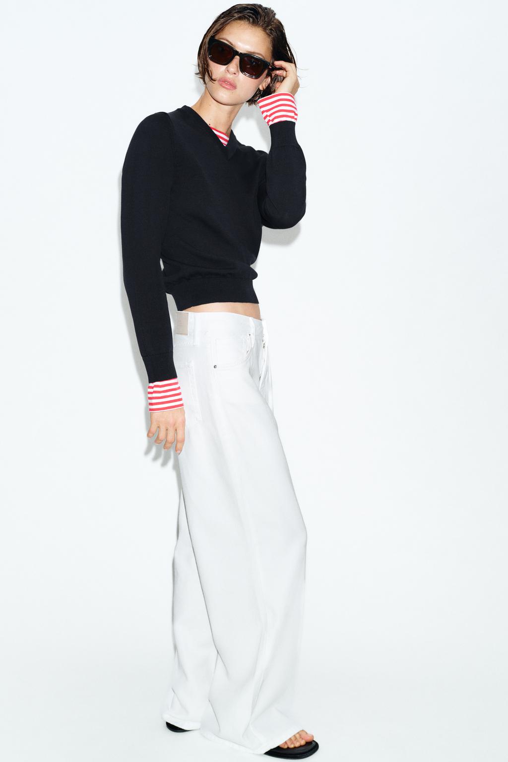 СВИТЕР В ПОЛОСКУ С КОМБИНИРОВАННОЙ ОТДЕЛКОЙ