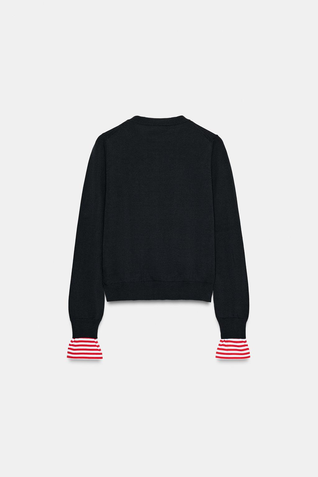 СВИТЕР В ПОЛОСКУ С КОМБИНИРОВАННОЙ ОТДЕЛКОЙ