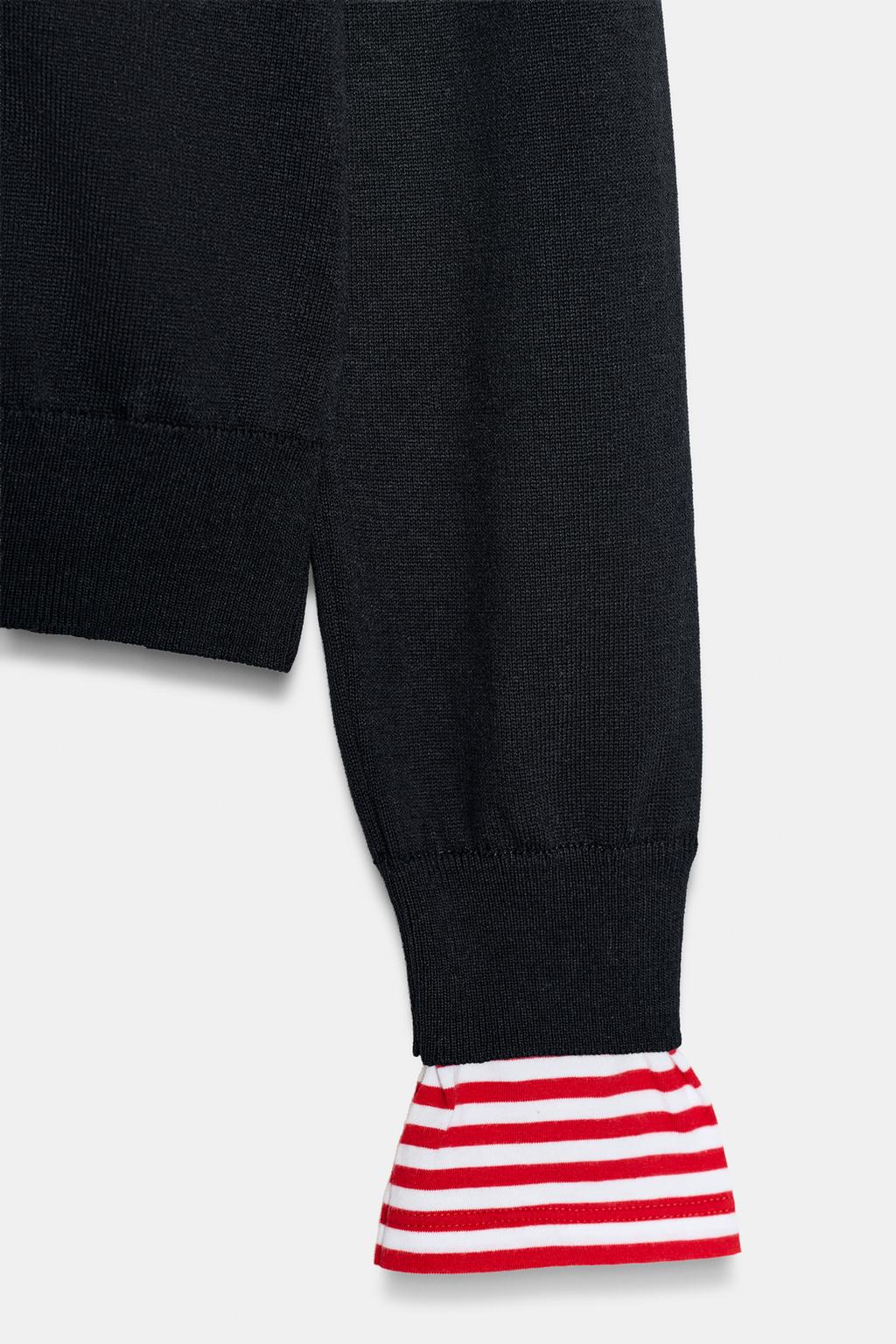 СВИТЕР В ПОЛОСКУ С КОМБИНИРОВАННОЙ ОТДЕЛКОЙ