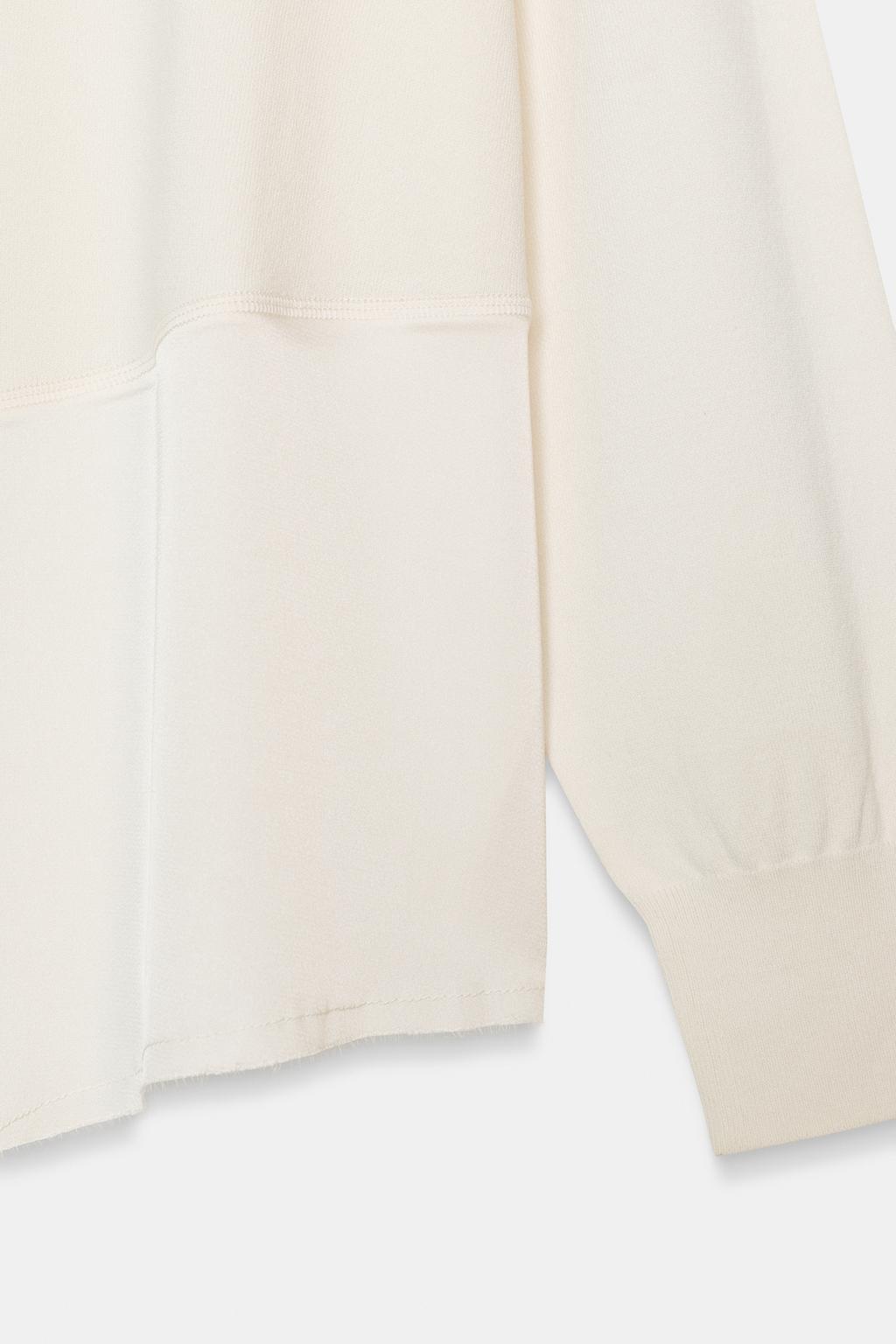 АСИММЕТРИЧНЫЙ СВИТЕР ИЗ КОМБИНИРОВАННОГО ТРИКОТАЖА